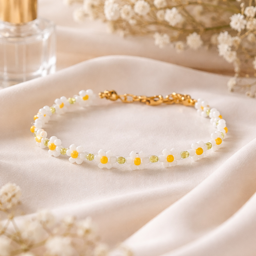Golden Daisy Charm Bracelet Set Of 2