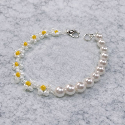 Daisy Pearl Charm Bracelet Set Of 2